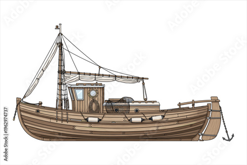 old fishing wooden boat