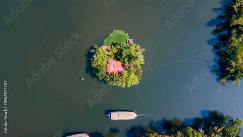 kerala Backwaters Island House Aerial 
