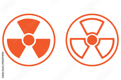 Radiation icon set. Radioactive and nuclear symbols. warning of dangerous radiation. Radiology icon emblem. ionizing radio in circle