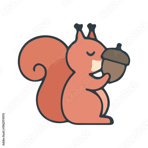 Cute Squirrel Holding Acorn Icon