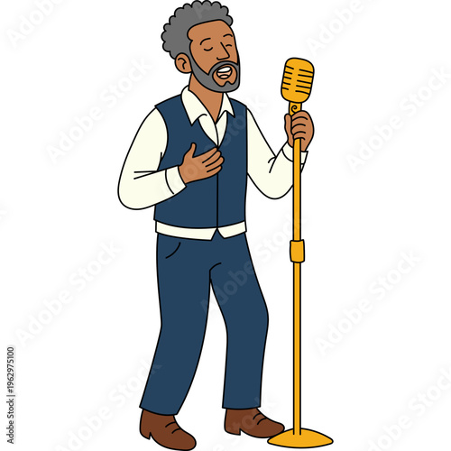 Man Singing Emotionally into Mic