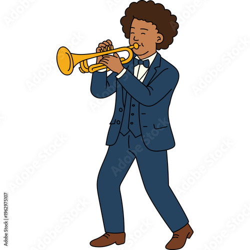 Musician Playing Trumpet Illustration