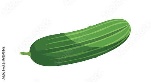 A fresh, vibrant green cucumber vector illustration, ideal for conveying healthy eating, natural produce, and wholesome food themes in various