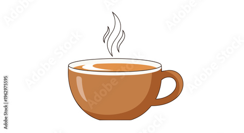 Warm morning beverage steaming in a simple brown cup, inviting a moment of comfort and relaxation