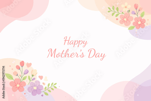Elegant Mother's Day background featuring gentle pastel flowers and hearts, perfect for celebrating maternal love with a warm, embracing, and heartfelt design