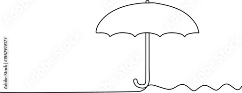 WebMinimalist Continuous Line Beach Umbrella with Waves
