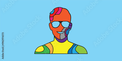 Vibrant portrait of a stylish man with sunglasses