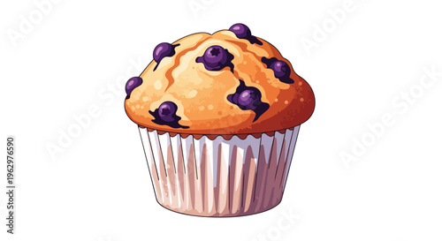 Vibrant blueberry muffin in a classic fluted paper liner a delightful baked treat
