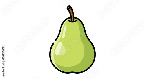Vibrant green pear illustration featuring a smooth contour and subtle highlights on a pristine white background perfect for healthy eating designs