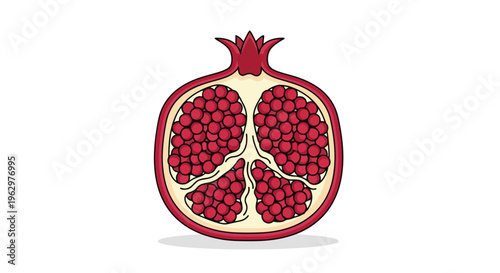 An exquisite depiction of a fresh pomegranate, sliced open to reveal its abundant, jewel-like crimson arils, embodying health, vibrancy, and natural
