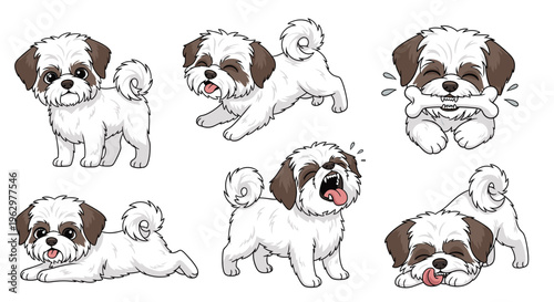 Cute cartoon dog exhibiting playful and joyful behaviors  