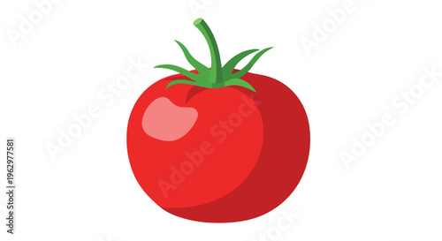 A vibrant red tomato with a green stem and leaves isolated on a white background a fresh fruit representing healthy eating and organic produce