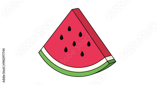 A delightful summer fruit wedge showcasing juicy red pulp and green rind for fresh concepts