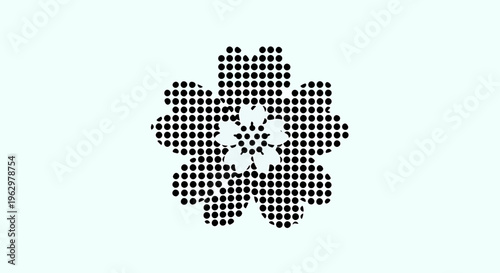 Digital bloom icon composed of intricate pixelated dots, creating a charming floral illustration suitable for contemporary graphic design with a delicate aesthetic