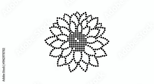 A beautiful circular flower design crafted from countless small dots, showcasing intricate detail and artistic flair