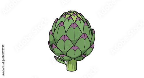 Stylized artichoke plant with striking green and purple hues, perfect for culinary and wellness themed designs