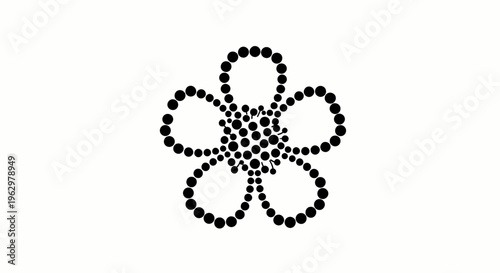 A simple yet elegant black dotted flower illustration on a white background, perfect for various design needs