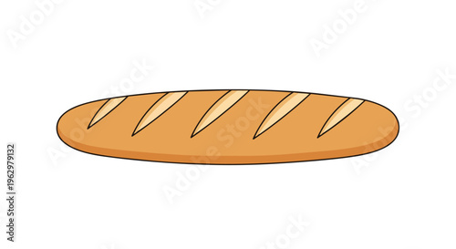 A stylized illustration of a golden-baked bread loaf with diagonal cuts a simple culinary graphic on white background