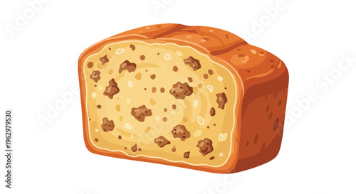 Deliciously illustrated sweet bread loaf featuring delectable inclusions, perfect for a cozy morning or delightful snack, rendered with vibrant