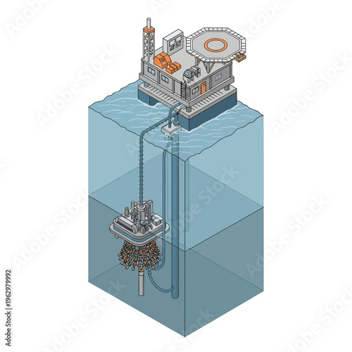 An isometric illustration depicting a futuristic smart city network with interconnected industrial and commercial buildings linked by glowing energy beams.
