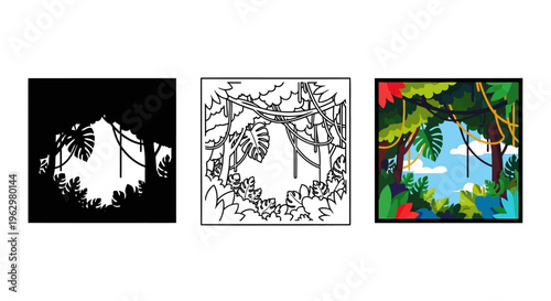 Adorable cartoon coloring page outline drawing featuring a fluffy happy dog breed sitting patiently with its tongue hanging out awaiting artistic color