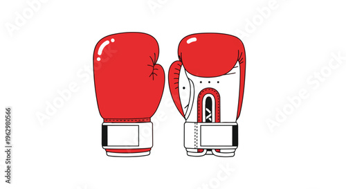 Striking red boxing gloves minimalist illustration representing combat sports and athletic training