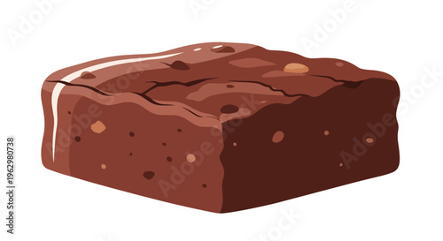 Decadent chocolate brownie illustration capturing its rich hue and inviting texture a delightful digital artwork of a classic baked good perfect for