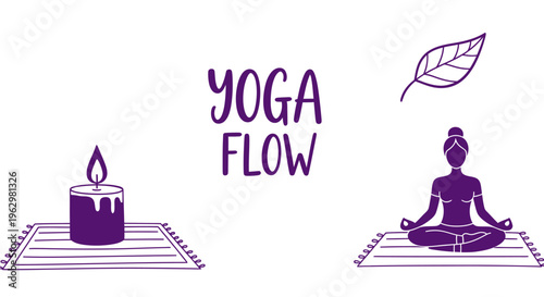 Serene Yoga Flow Illustration with Candle and Meditating Figure