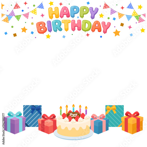 誕生日フレーム正方形 コンパクトなパーティー装飾背景