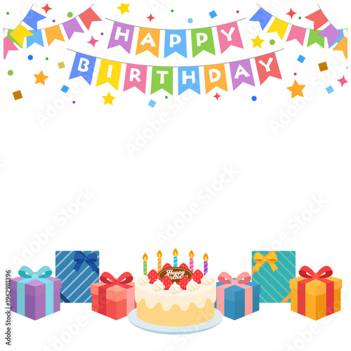 誕生日フレーム正方形 小さめサイズのパーティー装飾背景