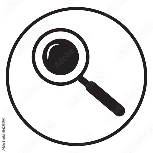 Single Magnifying glass icon on white , black and red zoom icon . white background , EPS10