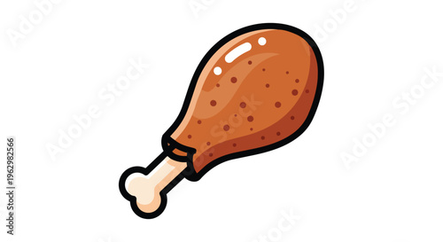 A delightful, animated depiction of a savory, golden-brown chicken drumstick, perfectly rendered for any project requiring a delicious food element.