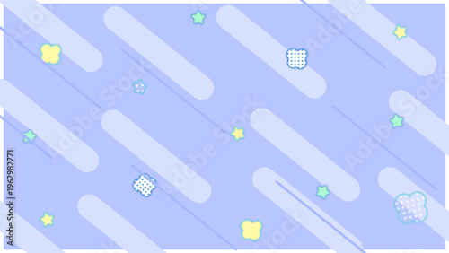 パープル系の斜めストライプと星モチーフのパターン背景・やさしいポップデザイン素材