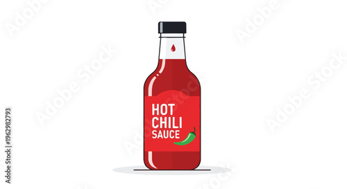 A vibrant illustration of a fiery condiment bottle, highlighting its intense flavor profile and piquant nature. Essential for enhancing diverse