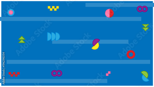 幾何学模様のポップな抽象背景・カラフルな図形を配置したミニマルデザイン素材