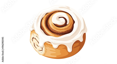 Delicious sweet pastry roll with creamy white icing, a perfect treat for breakfast or dessert, offering warm spice notes and a comforting flavor