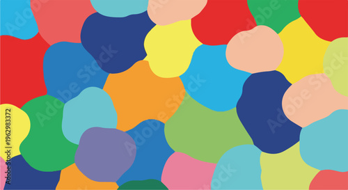 A vibrant abstract artwork featuring an array of smooth, colorful shapes