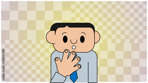 自分の手を見て驚くスーツ姿の男性のシンプルなベクターイラスト