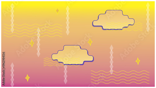 黄金の雲と輝く光の背景イラスト 和風モダンな抽象デザイン