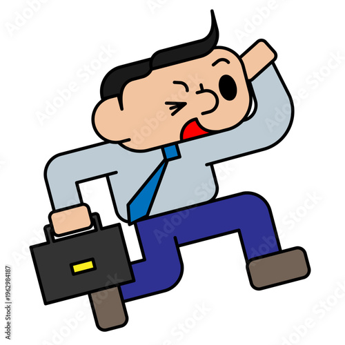 全力で走るビジネスマンのイラスト 疾走感のある会社員のキャラクター