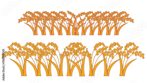 黄金色に実った稲穂のイラスト 五穀豊穣と一粒万倍のイメージ