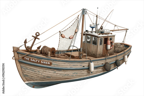 old fishing wooden boat