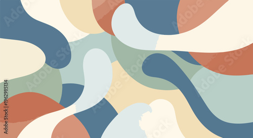 A vibrant abstract composition with organic, flowing shapes