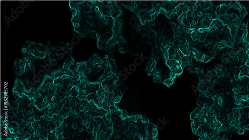 Vector Abstract turquoise clouds drift in cosmic night evoking enigmatic atmosphere with mysteriousness and ethereal aesthetic with nebulous, seamless designs