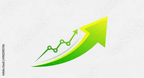 Green Arrow with Upward Trend Line Illustrating Growth and Progress.