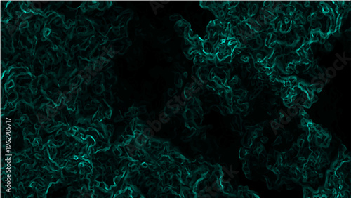 Vector Mysterious cyan swirls float in the dark background evoking an atmospheric and abstract art with smoke-like aesthetic, digital generated and creative style