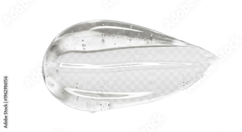 A large smear or drop of a transparent gel, serum On an empty transparent background