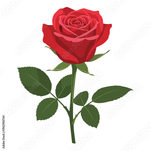 A vibrant digital illustration of a blooming red rose