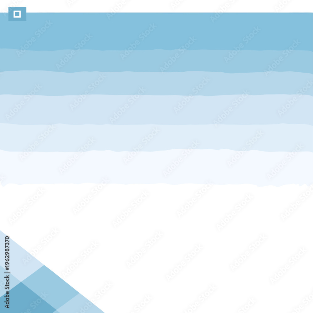 Fototapeta premium Abstract blue gradient background with horizontal stripes and geometric corner elements.