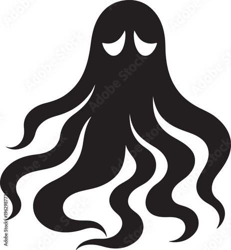 Scary ghost silhouette vector icon for your Halloween or horror themed projects